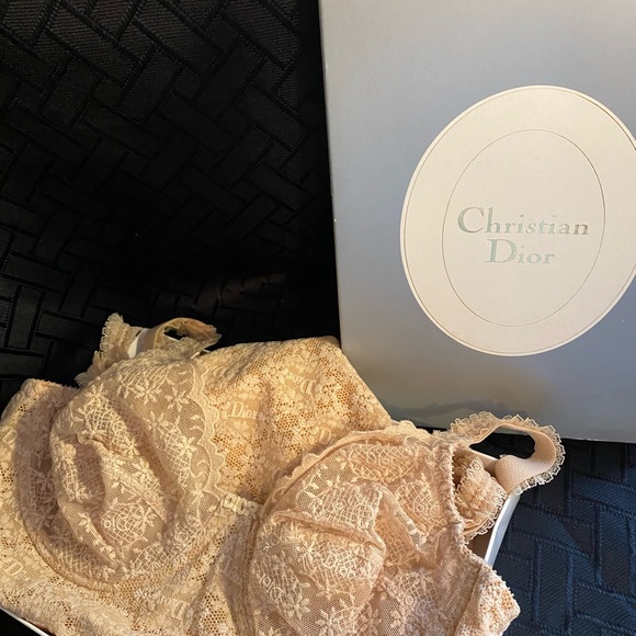 Vintage 70’s-80’s Christian Dior Lace teddy bodysuit with lace garter belt combo - Picture 3 of 11